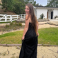Black Spaghetti Straps A-Line Beading Vintage Long Evening Party Dress, D777
