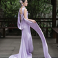 Elegant Light Purple Strapless Sheath Chiffon Long Evening Dress Prom Dresses D1659