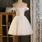 Vintage White Lace Off-the-shoulder Design A-line Tulle Party Dress Homecoming Dress D1552