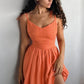 Charming Homecoming Dress V Neck Bowknot Pleated Back to School Outfits Party Dress  D7474