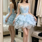 Unique Homecoming Dress Sweetheart Flower Casacde Pleated Back to School Outfits Party Dress  D7725