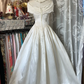 Vintage Ivory Off-the-shoulder Elegant A-Line Satin Long Evening Dress Prom Dresses D1673