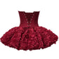 Fashionable Homecoming Dress Strapless Flower Cascade Back to School Outfits Party Dress D7851
