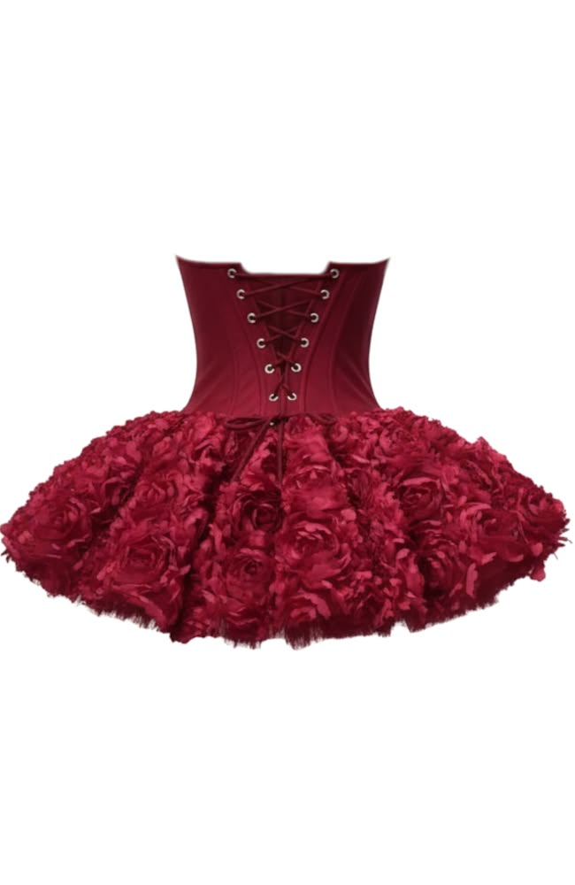 Fashionable Homecoming Dress Strapless Flower Cascade Back to School Outfits Party Dress D7851