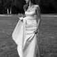 White Spaghetti Straps Satin Long Party Dress Light Wedding Dress MD7404