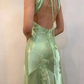 Fuchsia V Neck Sheath Vintage Long Evening Party Dress MD7471