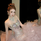 Gorgeous Glittering Pink Beaded Sequin Strapless Mermaid Design Elegant Prom Dress Evening Dress D1717