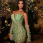 Chic Homecoming Dress V Neck Pleated Beading Back to School Outfits Party Dress  D7409