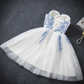 Vintage Blue Sweetheart Embroidery Design A-line Tulle Party Dress Homecoming Dress D1549