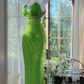 Shiny Green Sequined V-neck Spaghetti Strap Design Chiffon Prom Dress Evening Dress D1707