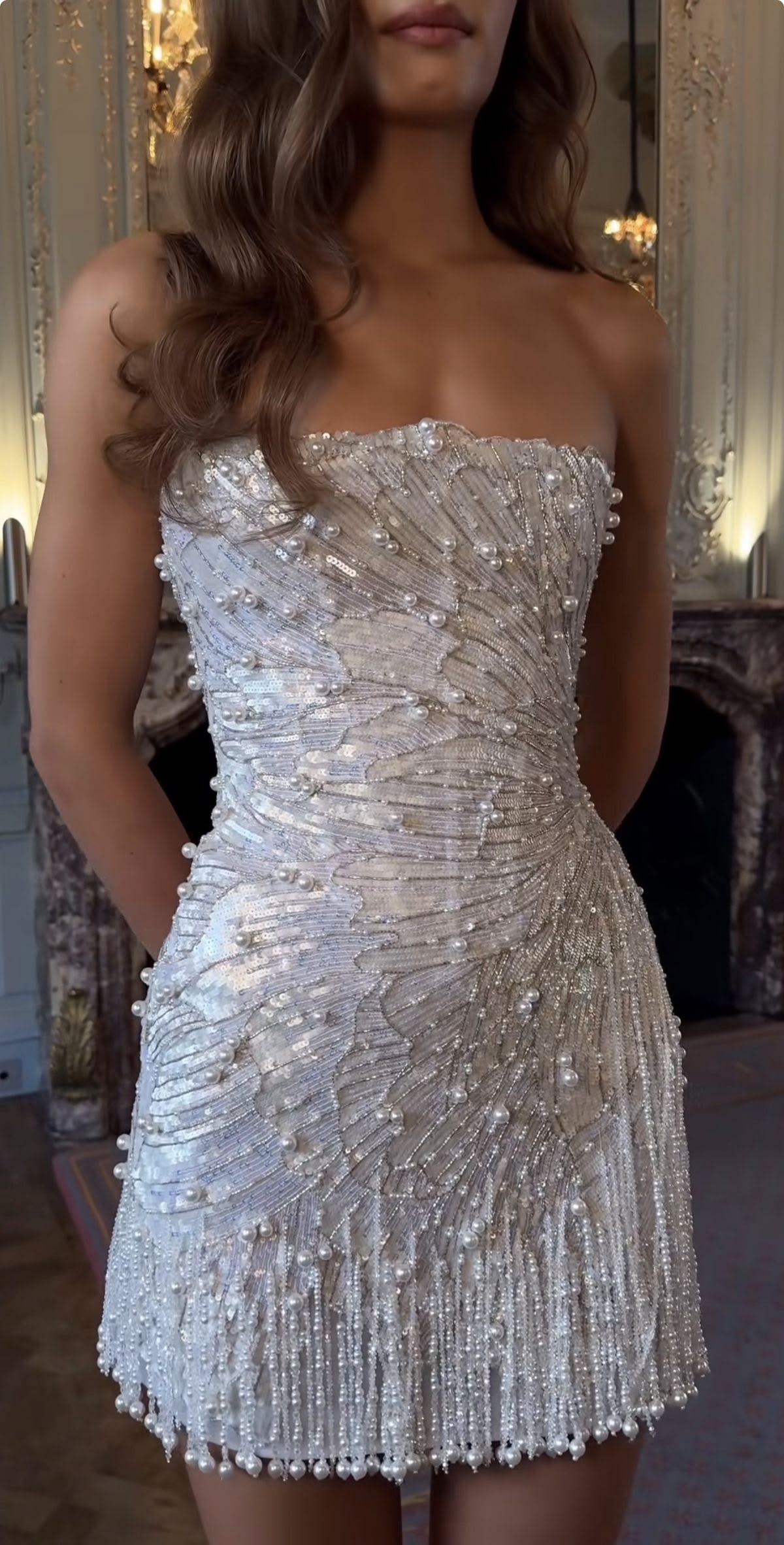 New Homecoming Dress Strapless Pearl Beading Back to School Outfits Party Dress D6886