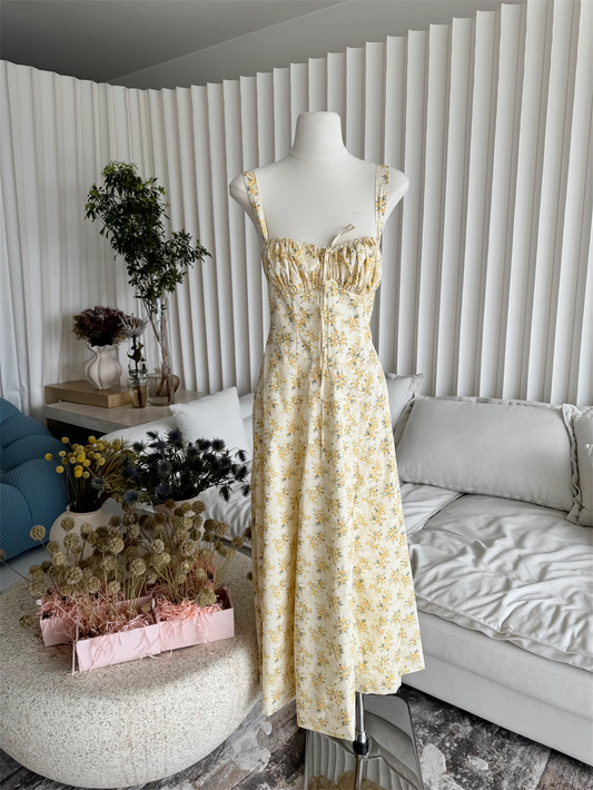 Simple Floral Spaghetti Strap Design A-line Split Women Party Dress, D1405