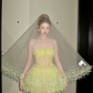 Fashion Yellow Sequined Strapless A-Line Veil Design Tulle Party Dress Homecoming Dress D1712