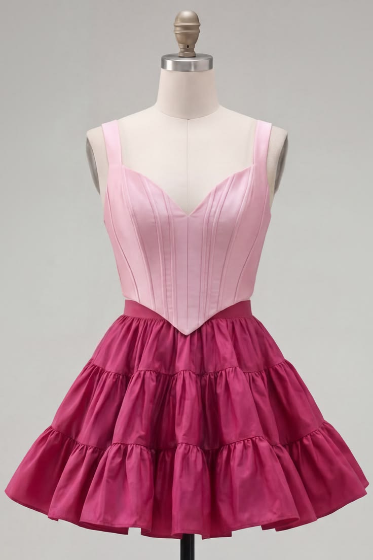 Unique Homecoming Dress Spaghetti Strap V Neck Two Pieces Back to School Outfits Party Dress D7812