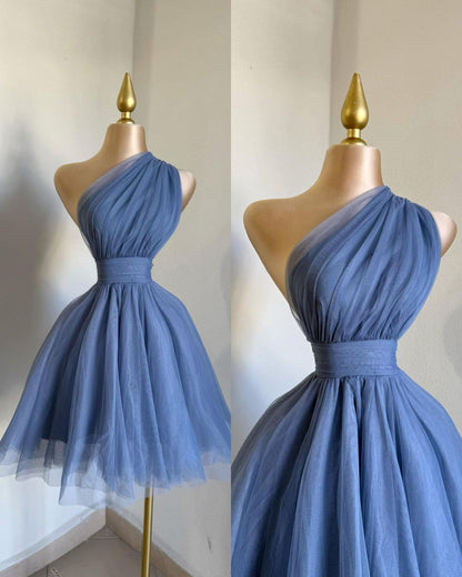 Elegant Homecoming Dress One Shoulder Tulle Back to School Outfits Party Dress D6663