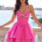 Unique Homecoming Dress Sweetheart Rinestone Tulle Cascade Back to School Outfits Party Dress D7823