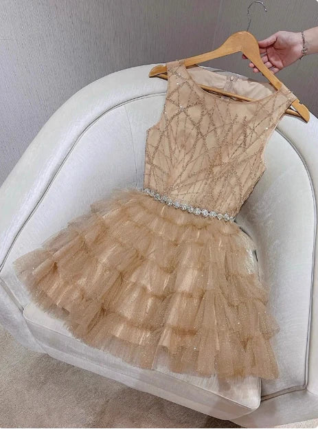 New Homecoming Dress Jewel Tulle Rinestone Sequins Back to School Outfits Party Dress D7606