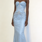 Mermaid light blue evening dress model view