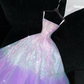 Gorgeous Purple Shiny Sequin Princess Dress Elegant A-Line Floor-length Evening Dress Prom Dresses D1661
