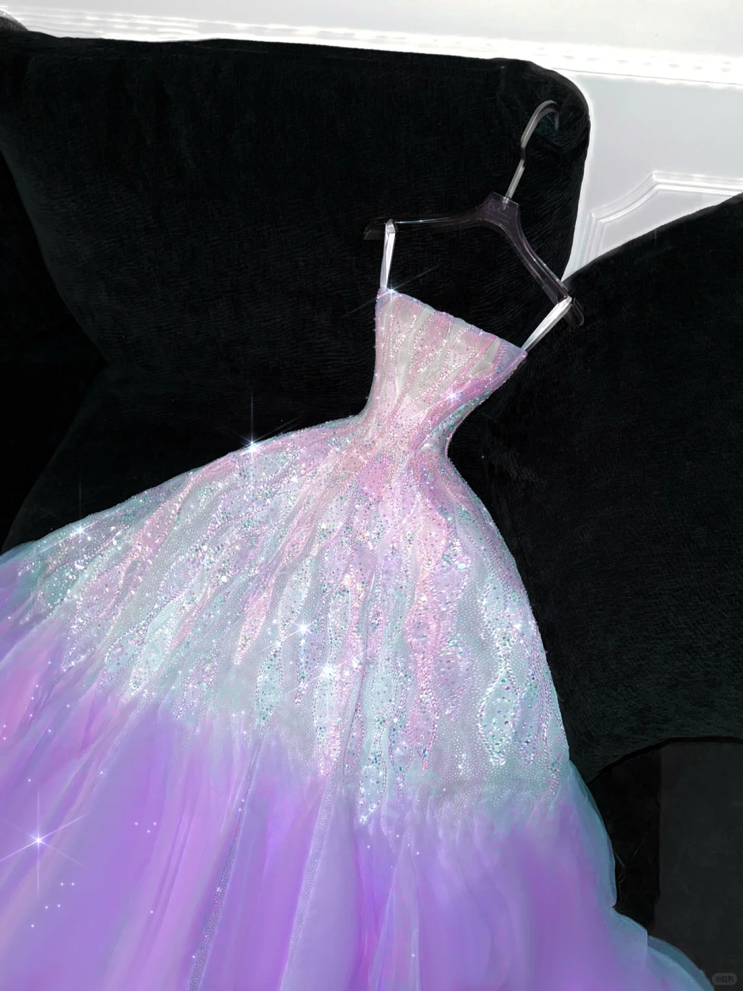 Gorgeous Purple Shiny Sequin Princess Dress Elegant A-Line Floor-length Evening Dress Prom Dresses D1661