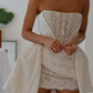 Chic Homecoming Dress Strapless Lace Pleated Pearl Back to School Outfits Party Dress Birthday Dress D7412
