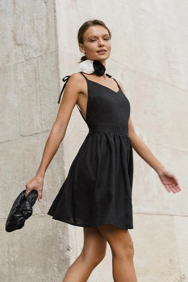 Charming Homecoming Dress V Neck Bowknot Pleated Back to School Outfits Party Dress  D7474