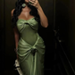Elegant Green Sweetheart Satin Mermaid Long Formal Party Dress MD7433