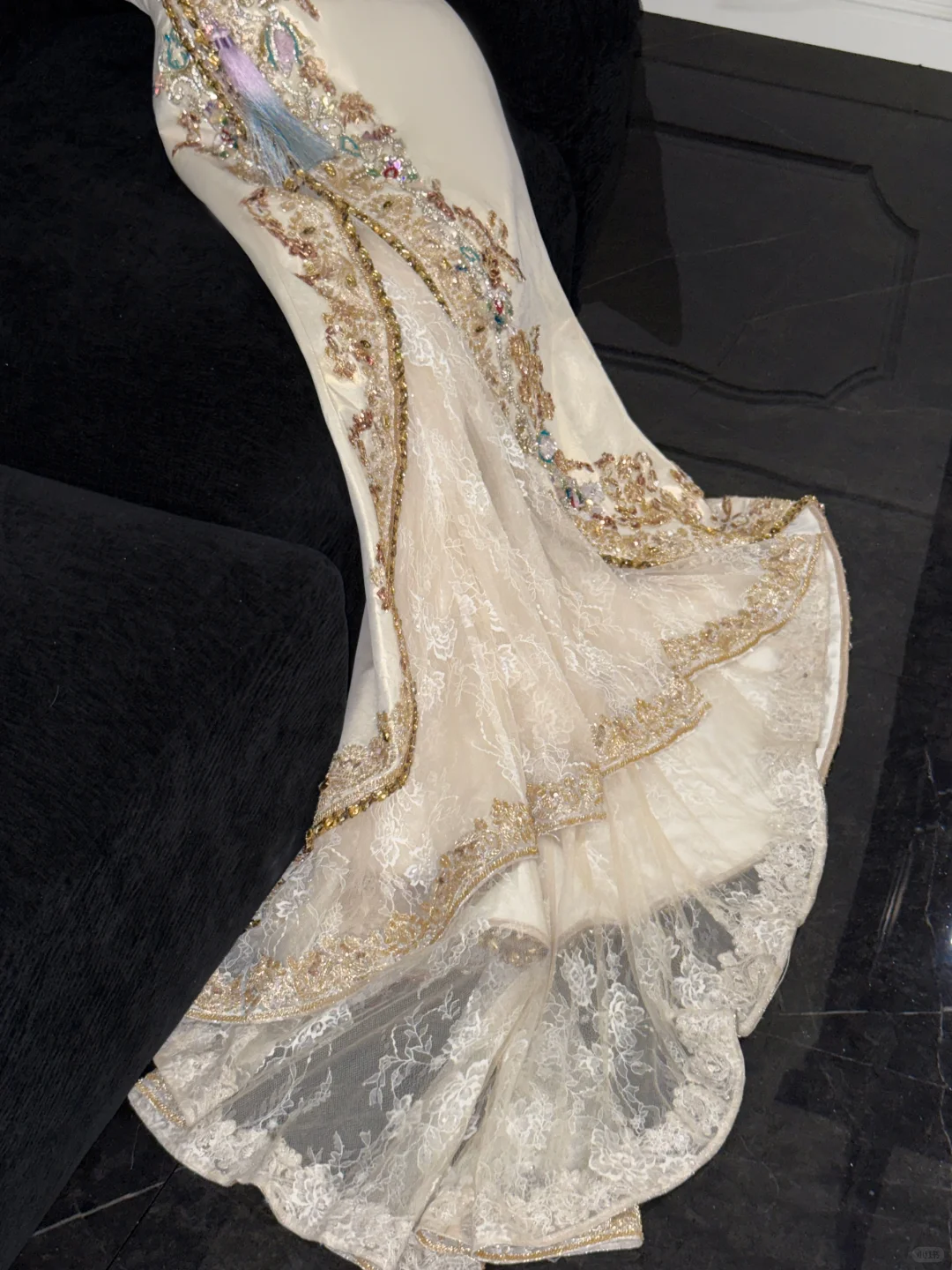 Sparkling Beige Beaded Sequined Design Elegant Mermaid Prom Dress Evening Dress D1695