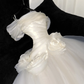 Elegant Ivory 3D Flowers Design A-Line Tulle Wedding Dress Prom Dress Evening Dress Ball Gown D1686