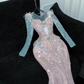 Vintage Shiny Pink Sequined Sweetheart Design Mermaid Prom Dress Evening Dress D1687