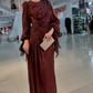 Modest Long Sleeves Sheath Chiffon Elegant Long Formal Party Dress, D783