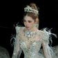 Elegant Glittering Silvery Beaded Sequined Design Mermaid Wedding Dress Prom Dress Evening Dress D1713