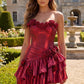 Fashionable Homecoming Dress Sweetheart Hi-Lo Flower Cascade Back to School Outfits Party Dress D7852