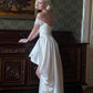 Elegant Wedding Dress White Off the Shoulder Pleated Hi-Lo Wedding Dress Prom Dress D7230