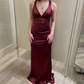 Royal Blue V Neck Mermaid Satin Long Prom Dress Party Gown MD7524