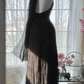Retro Black V-neck Applique Design Romantic Chiffon Evening Dress Prom Dress  D1509