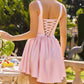 Fashionable Homecoming Dress Square Pleated A-Line Back to School Outfits Party Dress D7833