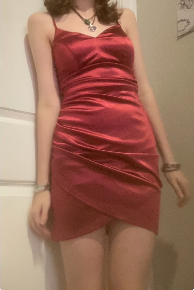 Charming Homecoming Dress Red Spaghetti Strap Back to School Outfits Party Dress D6655