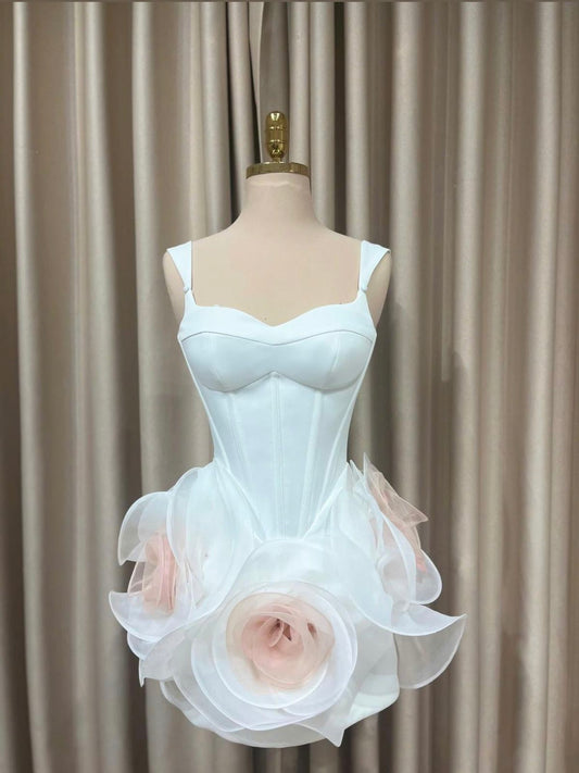 Beautiful Homecoming Dress Sweetheart Flower Back to School Outfits Party Dress D7245