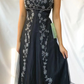 Black Spaghetti Straps A-Line Beading Vintage Long Evening Party Dress, D777