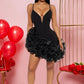 Charming Homecoming Dress V Neck Flower Cascade Back to School Outfits Party Dress  D7332