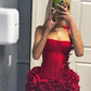 Charming Homecoming Dress Strapless Flower Cascade Back to School Outfits Party Dress D6654