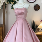 Simple Ruffle Strapless Design A-line Elegant Satin Homecoming Dress Party Dress D1647