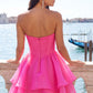 Unique Homecoming Dress Sweetheart Rinestone Tulle Cascade Back to School Outfits Party Dress D7823