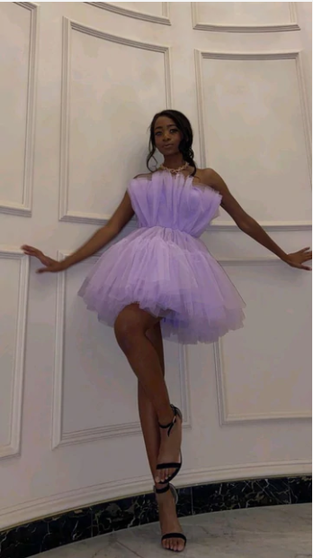 Unique Homecoming Dress Streapless Tulle Cascade Back to School Outfits Party Dress Birthday Dress  D7655