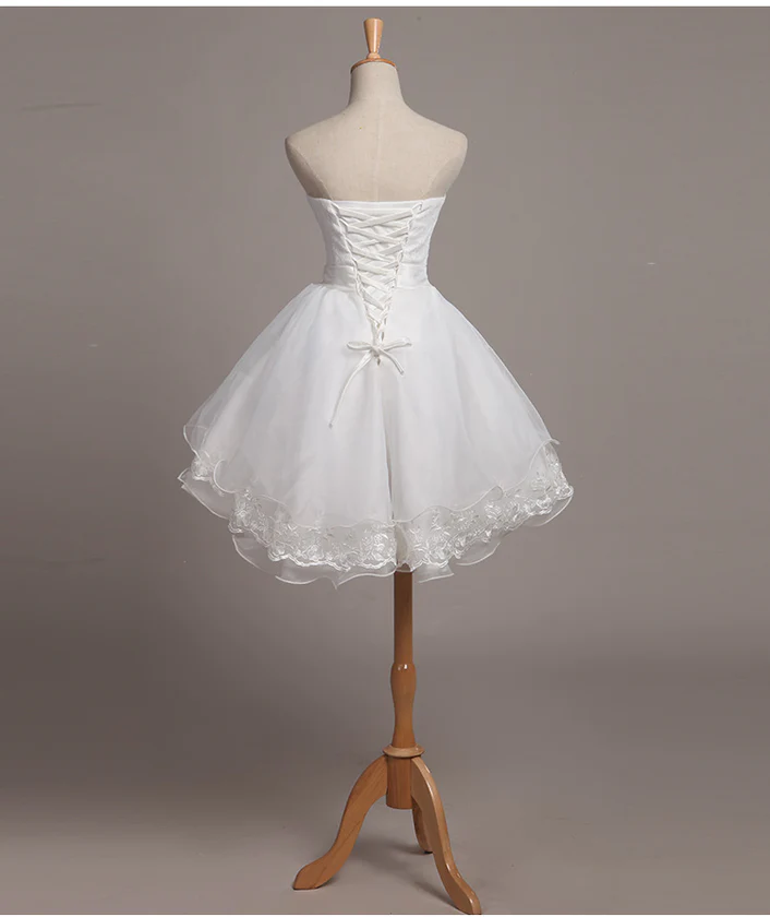 New Homecoming Dress Strapless Lace Tulle Cascade Back to School Outfits Party Dress D7595