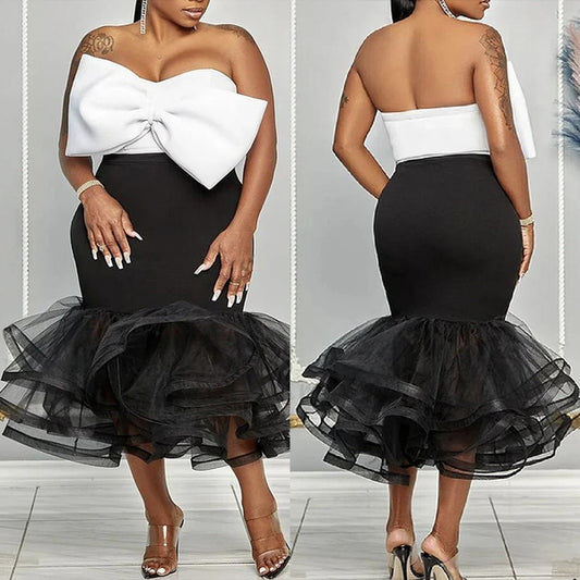 Charming Homecoming Dress Strapless Bowknot Tulle Cascade Back to School Outfits Party Dress D7515