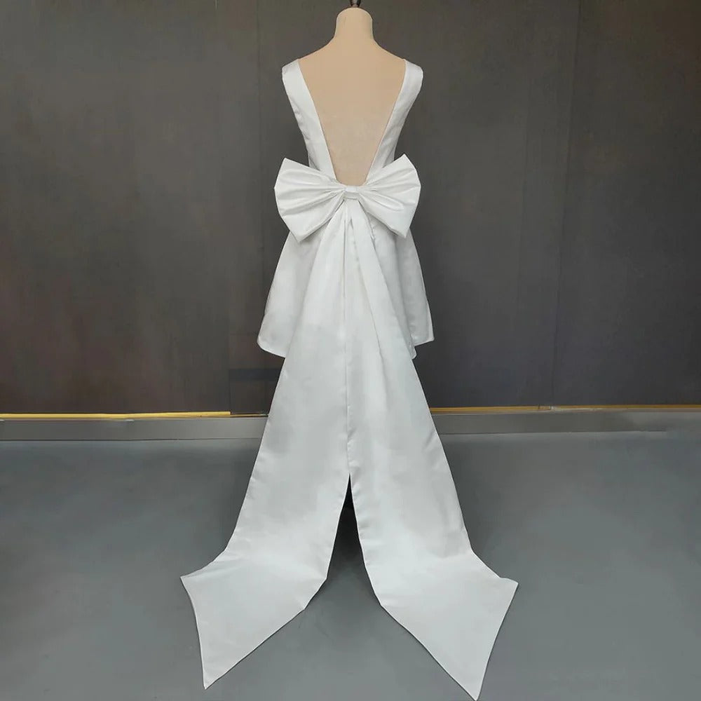 Charming Homecoming Dress V Neck Bowknot Soutache Back to School Outfits Party Dress Wedding Dress  D7466