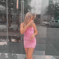 Nice Homecoming Dress Spaghetti Strap Sequins Hugging Back to School Outfits Party Dress D7455