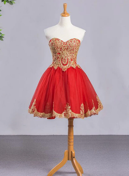 Unique Homecoming Dress Sweetheart Applique Back to School Outfits Party Dress  D7667